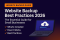 Featured image: Website Backup Best Practices 2026 guide with checklist and laptop backup dashboard.