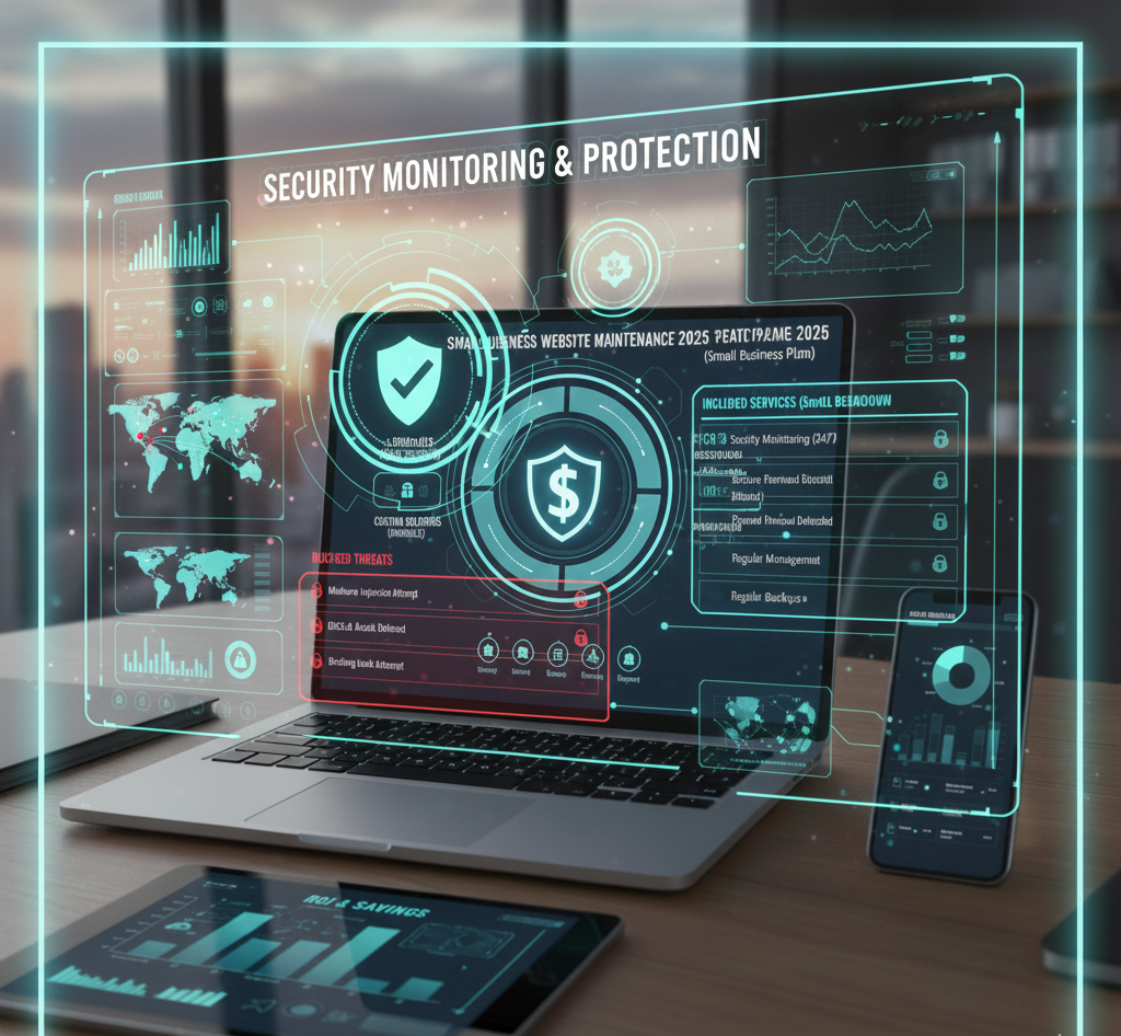 Security monitoring included in website maintenance cost for small business plans