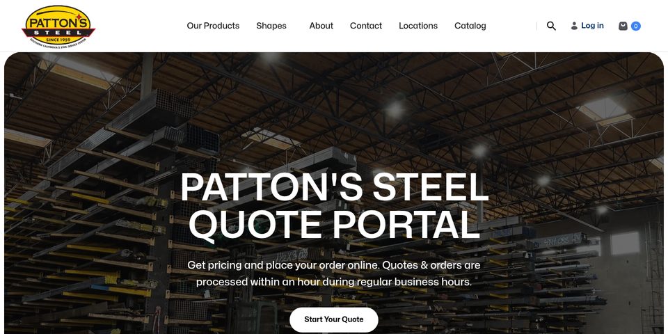 Patton's Steel quote portal, built by The Clay Media