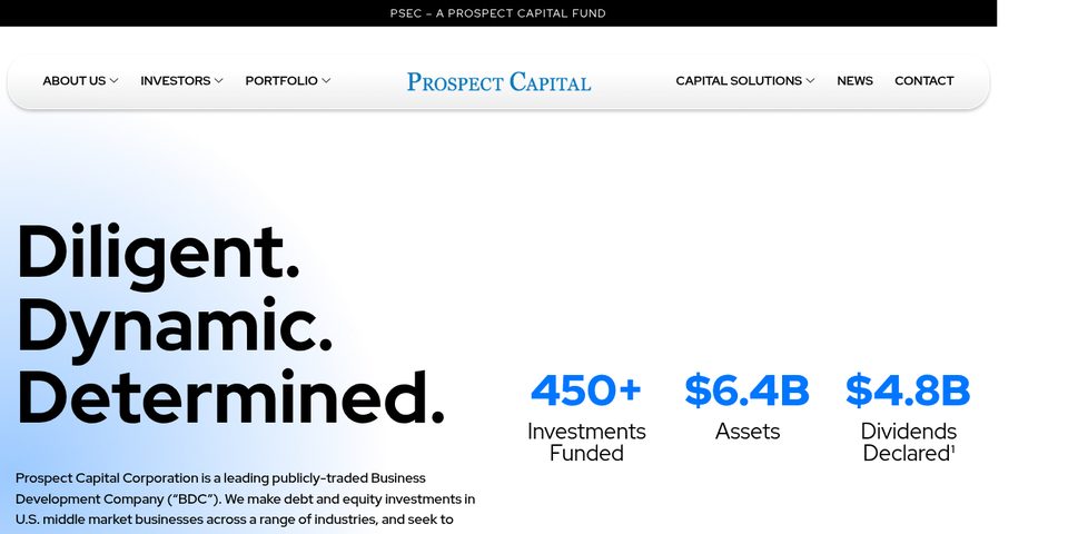 Prospect Capital website, managed by The Clay Media